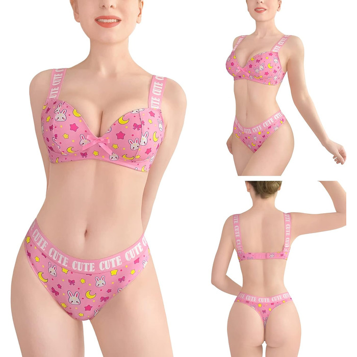 Комплект білизни LittleForBig: міні-спідниця з високою талією, бра та трусики, 3 шт. Розміри plus size, спортивний бра, рожевий, 3XL