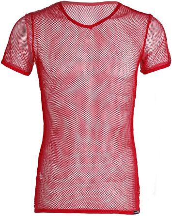 Чоловіча футболка з сітки для клубу, червона. М'яка, прозора, дихаюча. Ідеальна для танців та клубів.