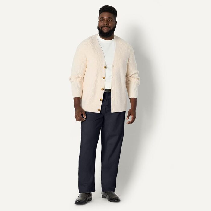 Чоловічий кардиган Amazon Essentials Relaxed Fit з суміші бавовни, колір вівсяно-бежевий меланж, розмір XXL