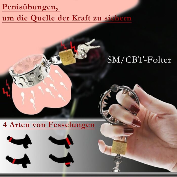 Набір для БДСМ-ігор для чоловіків: металеві кільця, пристосування для стиснення та набори ваги. Преміум-якість, не для використання на дітях.