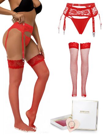 Жіночі мереживні стрінг-тримачі для панчіх з широким поясом та 4 кліпсами, сексуальні стрінг-тримачі великих розмірів, прозома білизна, жіночий набір, регульовані стрінг-тримачі з танго, галстук для панчіх, підвіски (M-L, 2шт - червоний стрінг-тримач + па