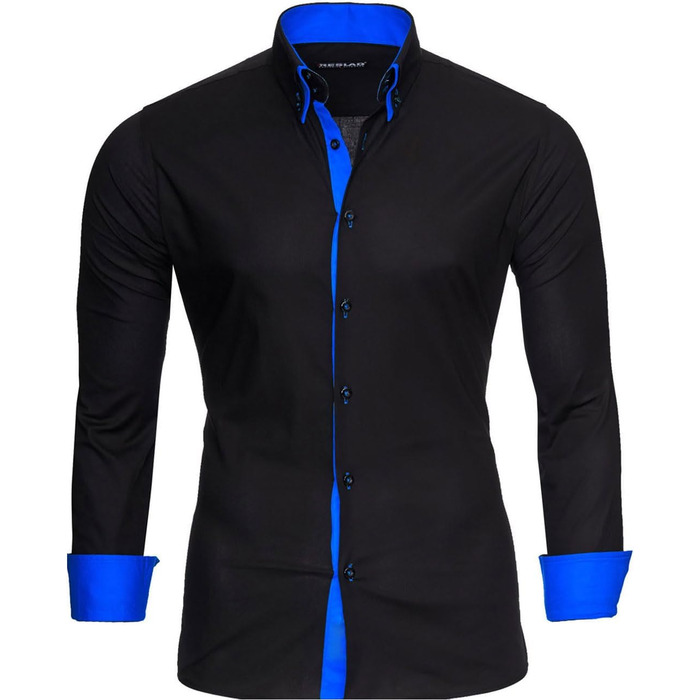 Чоловіча сорочка Reslad Slim Fit з довгим рукавом Alabama RS-7050, чорно-синя