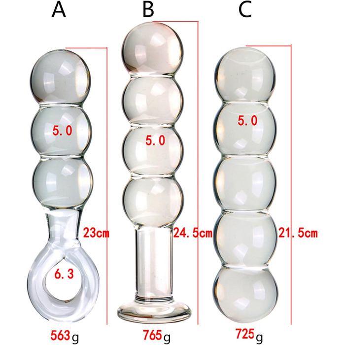 Скляний дилда Soarvlorfy 50 мм з 4 перлами для масажу G-точки та анусу - анальні кульки, масаж простати, секс-іграшки для жінок