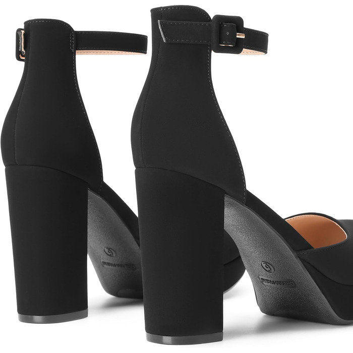 Жіночі туфлі-човники на високих підборах та платформі DREAM PAIRS, чорний нубук, розмір 37 EU