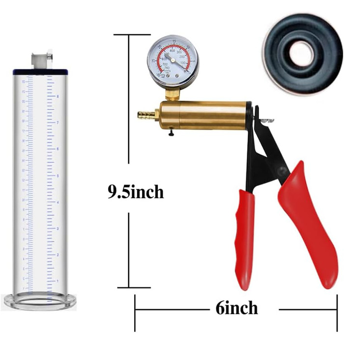 Вакуумний насос для збільшення статевого члена з металевими ручками та манометром, прозорий, для чоловіків, з масштабом, для ерекції, сексуальна іграшка, A-22,9 * 4,4 см