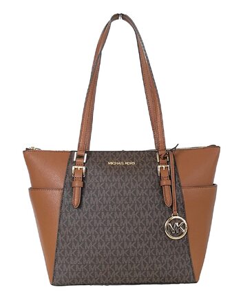 Жіноча сумка-тоут Michael Kors Charlotte Signature Large Top Zip Tote, коричнева