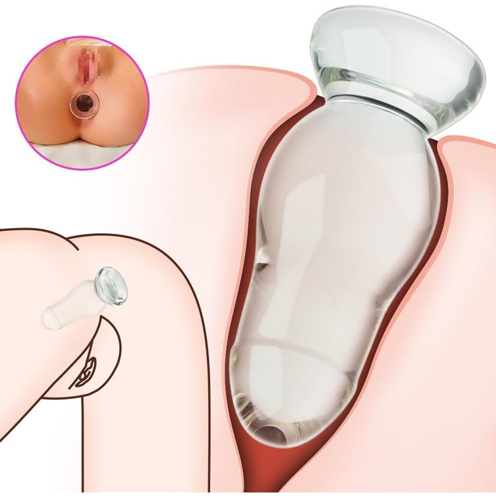 Анальний плагін Glas Kristall від SXOVO: скляний дildo для масажу простати та G-точки, стимулятор анального сексу для жінок, чоловіків та пар (M) 14см, 5.7см
