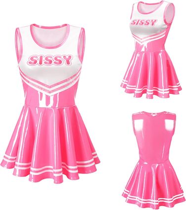 Комбінезон жіночий без рукавів з екошкіри, блискучий, обтислий, металік, рожевий, розмір L