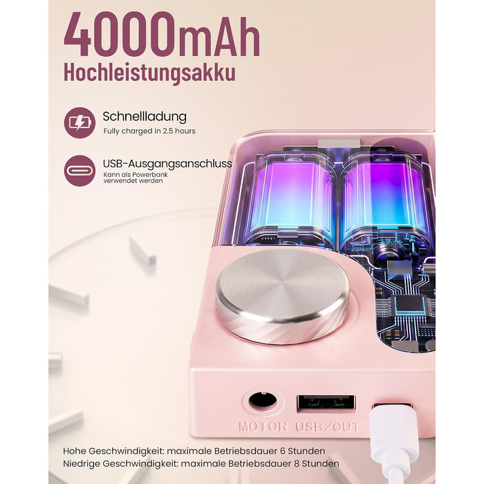 Електричний апарат для манікюру та педикюру 35000 об/хв з LCD-дисплеєм та набором із 12 насадок, рожевий