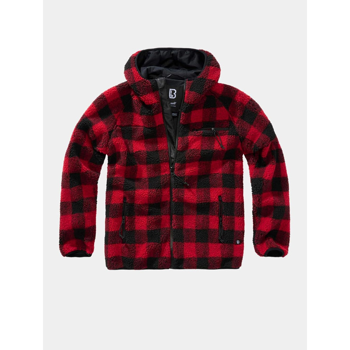Чоловіча робоча куртка Brandit Teddyfleece Worker Jacket, теплий фліс, червоно-чорна, розмір 3XL
