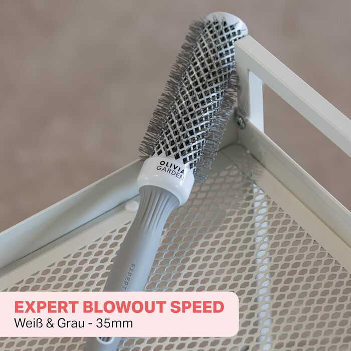 Кругла щітка для волосся Olivia Garden Expert Blowout Shine, 35 мм, біло-сіра