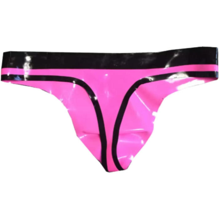 Шорти-боксери чоловічі з латексу VIYOLI, рожеві та чорні, фетиш, танга, T-back, великі розміри (3XL, XXL), ручної роботи