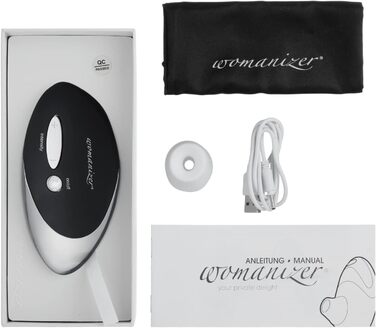 Womanizer PRO W500 - жіночий вібратор, стимулятор клітора, GOLD EDITION, чорний, хром
