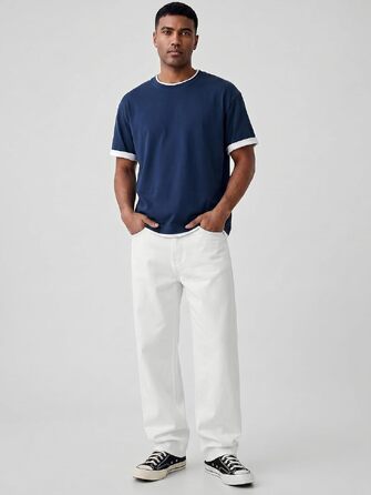 Чоловічі джинси Baggy JMIERR Y2K з ефектом Stretch, білі, розмір L
