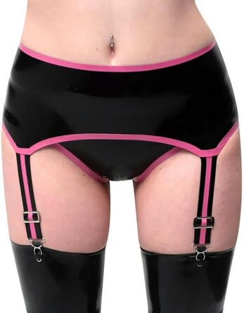 Чорні сексуальні міні-стрінг-стрічки з латексу Gaylop з чотирма ремінцями, гумовий спідничний пояс для панчіх та спідниць, чорний, S