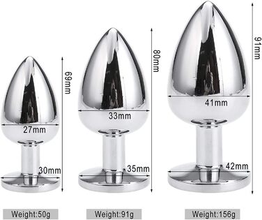 Набір анальних пробок Klein Medium Groß з металу: Butt Plug з кристалами та діамантами, темно-фіолетовий