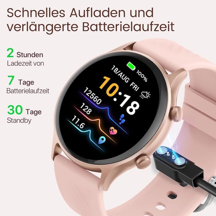 Смарт-годинник WalkerFit для жінок з Bluetooth-дзвінками, 1.39