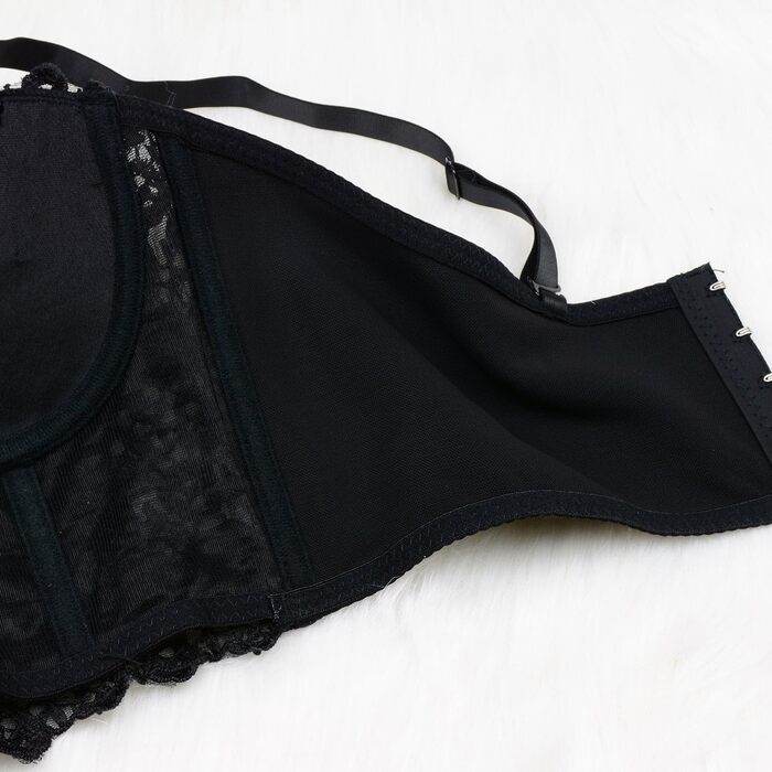 Чорний бюстгальтер-корсет з мережива та стразів Ellacci, топ-кроп, бюстгальтер, мереживний, сексуальний, чорний