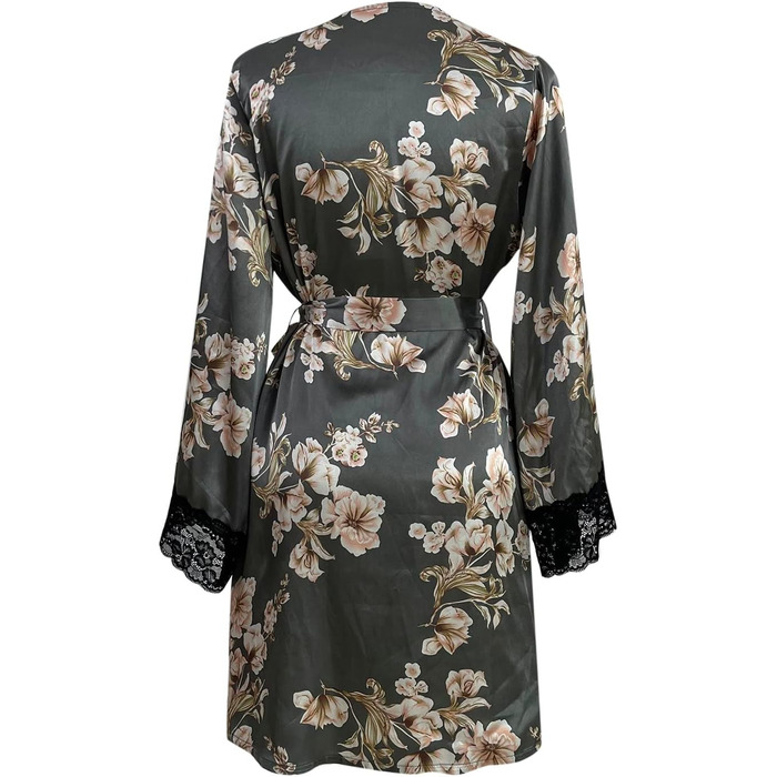 Світшот з фротте, сатиновий халат, піжама, нічна сорочка, кімоно, халат для душу, даний з поясом (сірий, S)