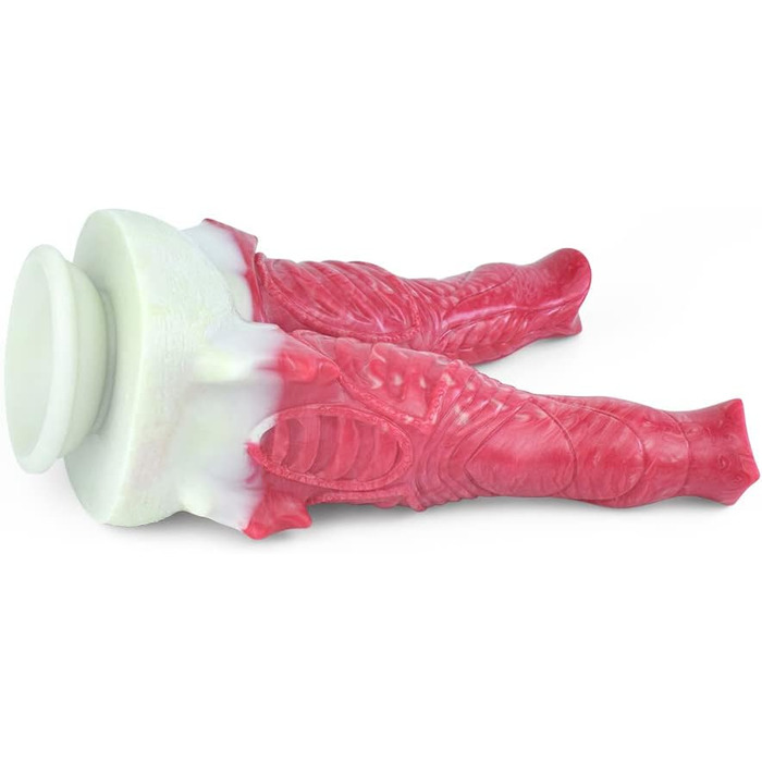 Двофалічний секс-іграшка Jixaxe з силікону, червона (для вагінальної та анальної стимуляції)