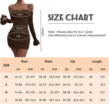 Сукня-міні з V-подібним вирізом та оголеними плечима для вечірки та коктейльної події, розмір XS-L (S, Коричневий 01)