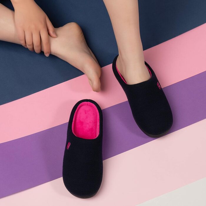Жіночі домашні капці RockDove з ефектом пам'яті (Memory Foam), двоколірні, темно-синій та фуксія, розмір 38/39 EU