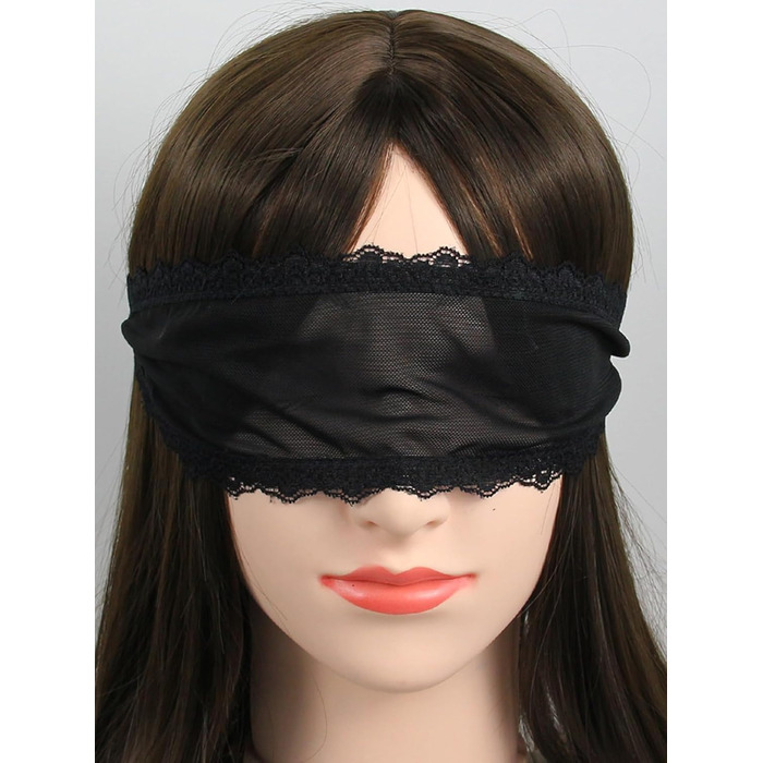 Маска для очей Quizzhe з мереживом - сексуальна маска для сну, косплей, Хелловін, Валентинка (чорна)
