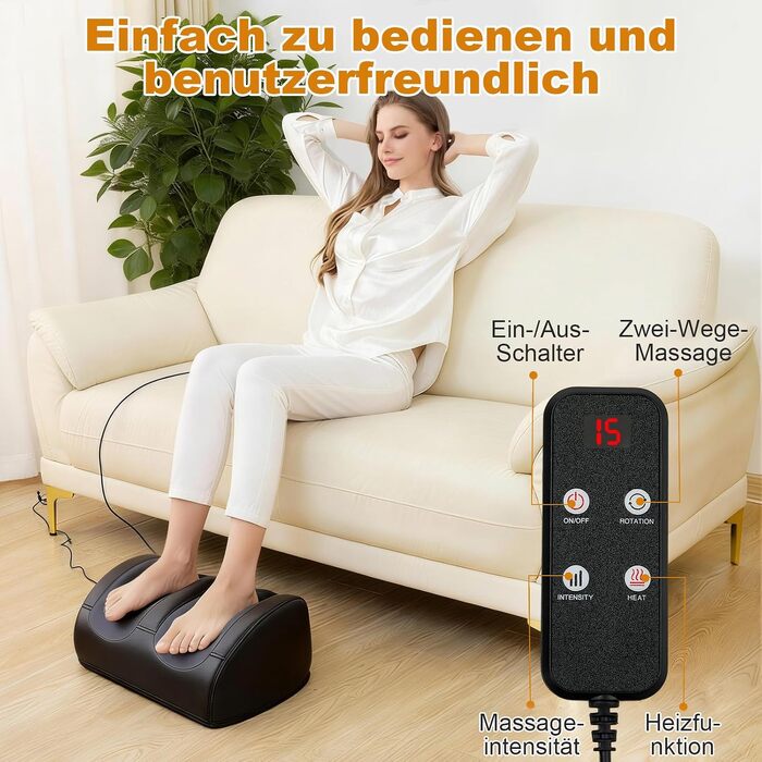 Масажер для ніг LINGTENG з функцією підігріву, електричний масажер стоп для дому, чорний