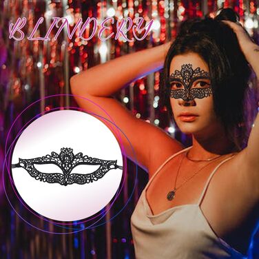 Маска для очей Blindery з мережива, карнавальна маска, мереживо, вечірка, бал, венеціанські маски для свят, випускних вечірок та вечірок у стилі лис