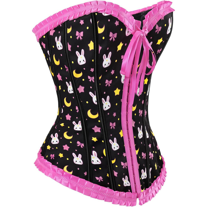 Кросет з мережива LittleForBig для жінок з шнурівкою, повномірний бюст, корсаж, бодішейпер, топ (4XL, Рожевий)