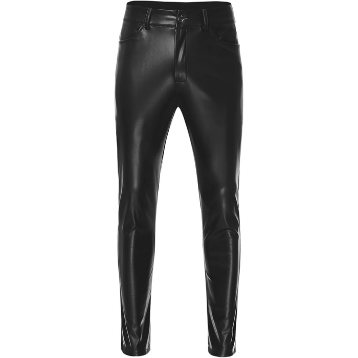 Чоловічі лосини з ефектом мокрого блиску Winying, шкірозамінник, слім-фіт, чорний (3XL)