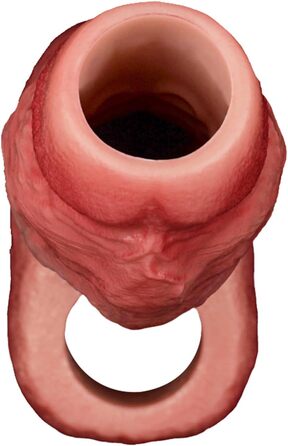 Реалістична секс-іграшка для чоловіків: пеніс-манжета з текстурою вен, шкірного кольору, з кільцем для яєчок (M)