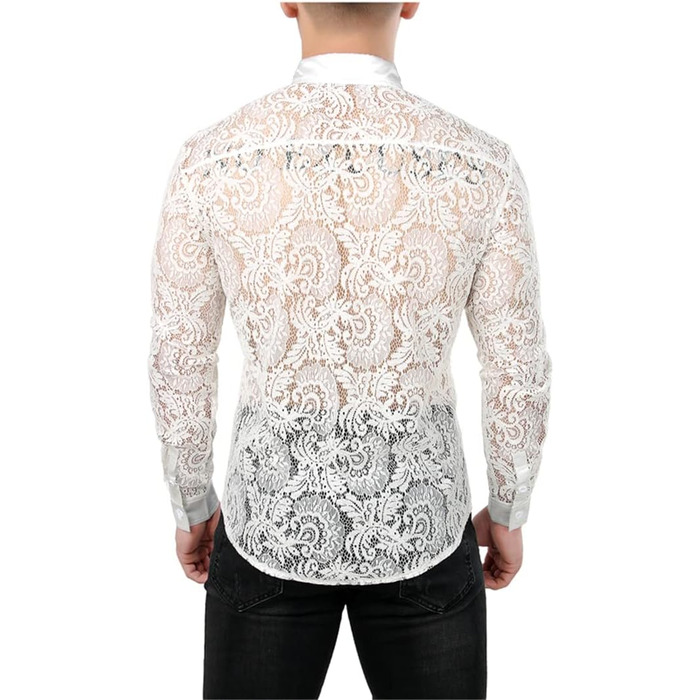 Чоловіча сорочка сітка Bollrllr, прозора, мереживна, для вечірок та клубів