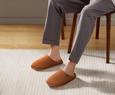 Чоловічі домашні капці ONCAI з ефектом пам'яті (Memory Foam), утеплені штучним хутром, з гумовою підошвою для дому та вулиці, Khaki, розмір 49 EU