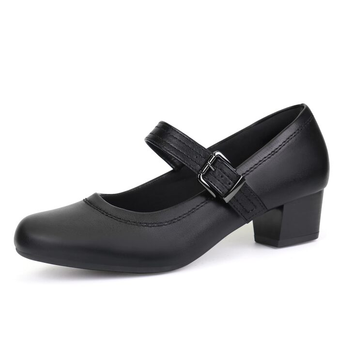 Жіночі ортопедичні туфлі Mary Janes Ortho + Rest для Hallux Valgus, чорні туфлі на низьких масивних підборах для комфорту та здоров'я стопи (38 EU)