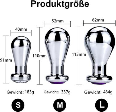 Металевий анальний плагін KucooN Extra Groß (M) - анальний плагін, масажер простати, G-точка, для чоловіків та жінок