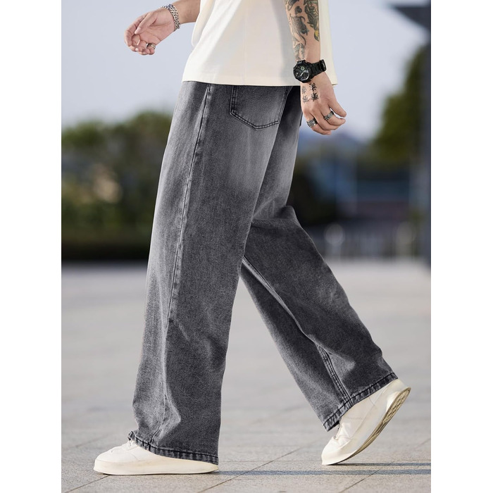 Чоловічі джинси Baggy широкого крою Skater стиль, сірі денім штани (розмір XS, D10)
