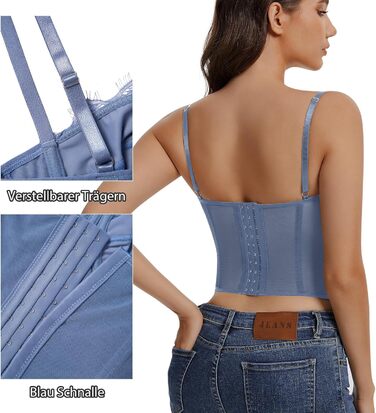 Корсетний топ для жінок з повним бюстом, корсаж з бретелями, сексуальний топ-кроп (Блакитний, XS)