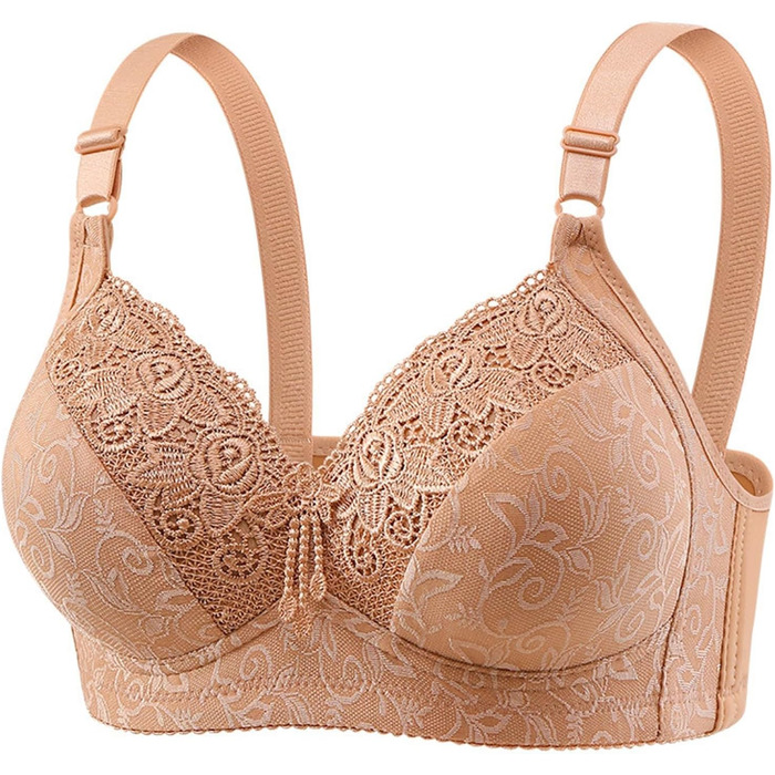 3-Piece Set жіноча бюстгальтер без кісточок Push Up, великі груди, класичний комплект, м'який та зручний, для щоденного використання (хакі, 95C)