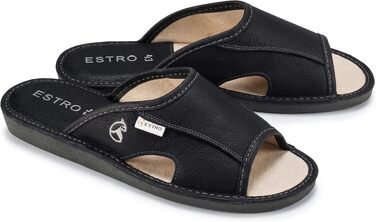 Чоловічі шкіряні домашні капці ESTRO Slipper — легкі пантолети для дому, чорні, розмір 43 EU