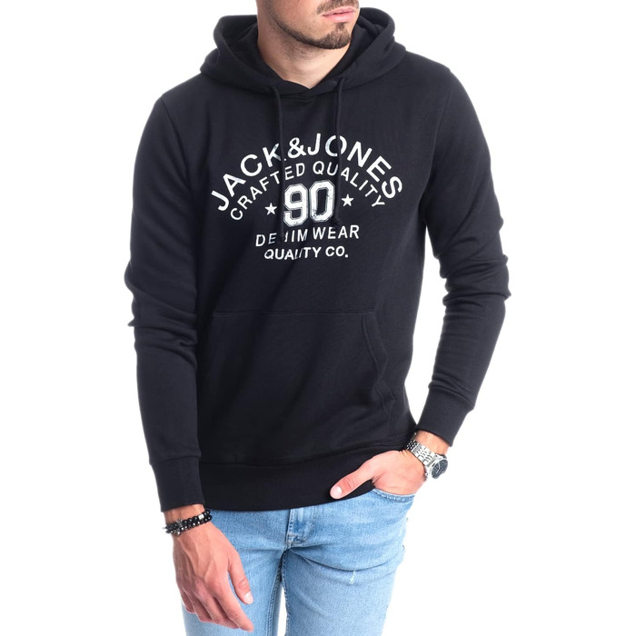 Чоловічий худі Jack & Jones з логотипом, чорний (розмір 3XL)
