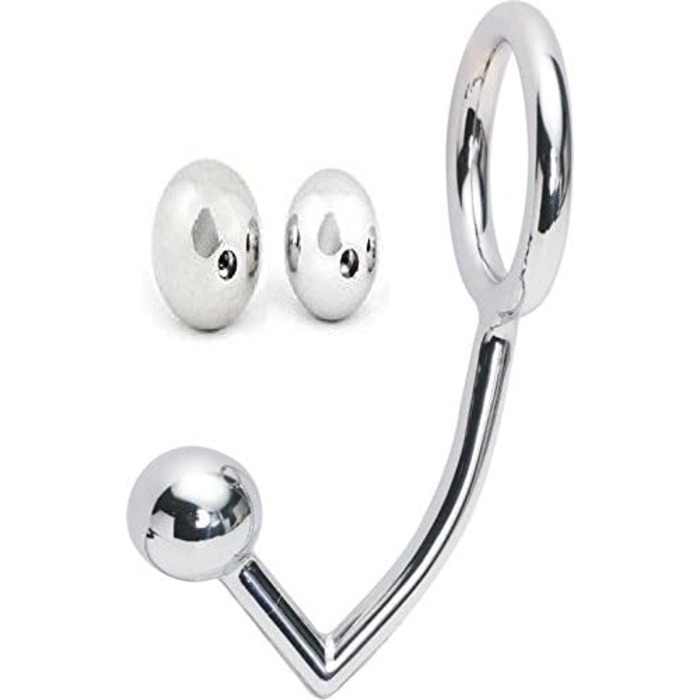 Набір анального хука та кільця для пеніса з кульками (30 мм, 40 мм, 50 мм), металевий, з кільцем для яєчок та гачком для бондіджу