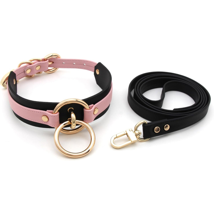 Чокер Lalatia з кільцем на шиї: шкіряний чокер для жінок (рожевий, чорний, золотий)