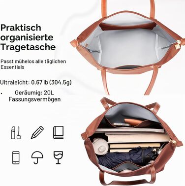 Жіноча сумка-шопер Tote Bag великого розміру, водонепроникна нейлонова сумка на плече з блискавкою, складана сумка для роботи, навчання, покупок та подорожей (Іржаво-коричнева)