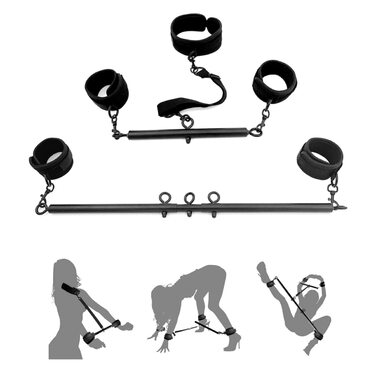 Розпірка для бондажу з металу, наручники та кайдани для ніг BDSM для пар (чорний)