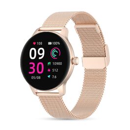 Смарт-годинник LSFIT для жінок круглий Rosegold: фітнес-трекер з вимірюванням кров'яного тиску, крокоміром та моніторингом сну, сумісний з Android та iOS