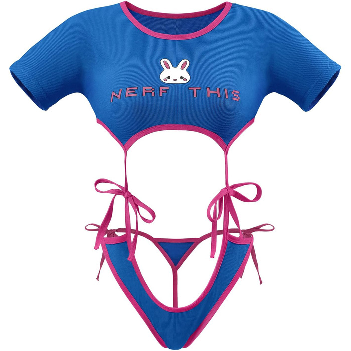 Комплект жіночої піжами з бавовни LittleForBig: бра-топ та трусики з мереживом, спортивний стиль, блакитний, 3XL