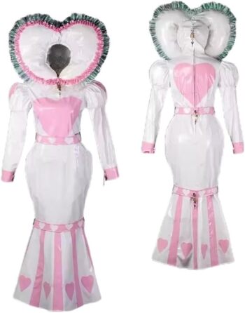 Роба з ПВХ для косплею, роба горничної з замком, роба для косплею для чоловіків та жінок, рожевий колір, DDINGHOONQPODFR