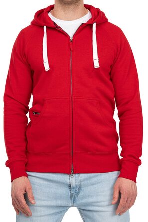 Чоловіча толстовка на блискавці з капюшоном Happy Clothing, теплий худі з флісом, бавовняна суміш, Regular Fit, червоний (S-5XL)