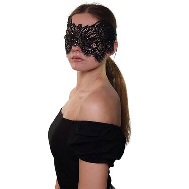 Чорна мереживна маска для жінок з блакитними стразами – венеціанська маска для маскарату, карнавалу, Хелловіну, вечірки, Фашинг, бал-маскарад, ручна робота, елегантна маска для очей (Чорний (блакитні стрази))